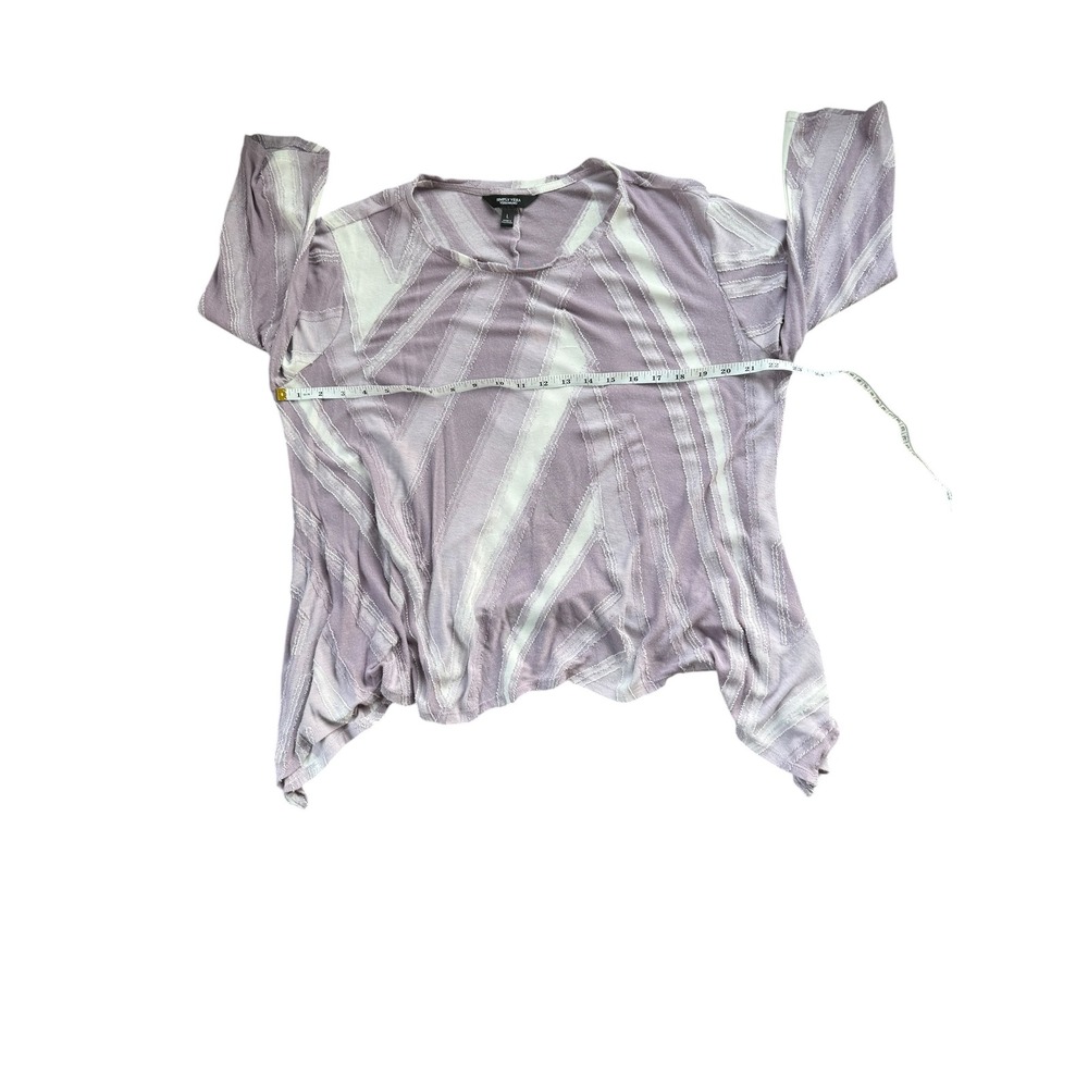 lagenlook shirt art teacher top lightweight spring Women's large purple White - Picture 3 of 4